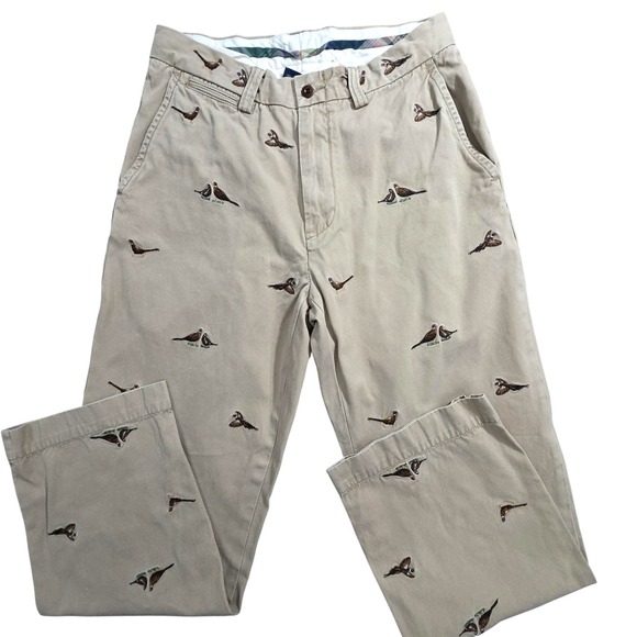 Polo Ralph Lauren Pants Mens 32x30 Old Money Embroidered Pheasant Critter Hunter - Picture 1 of 12